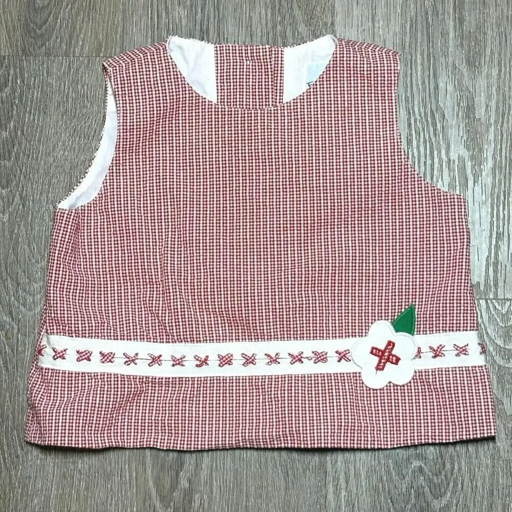 Florence Eiseman Toddler 3T Red Gingham Flower Applique Top Boutique Classic